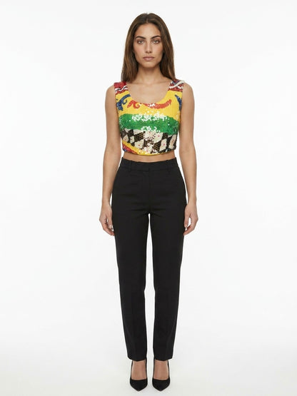 Dolce & Gabbana Multicolor Polyester Sleeveless T-Shirt