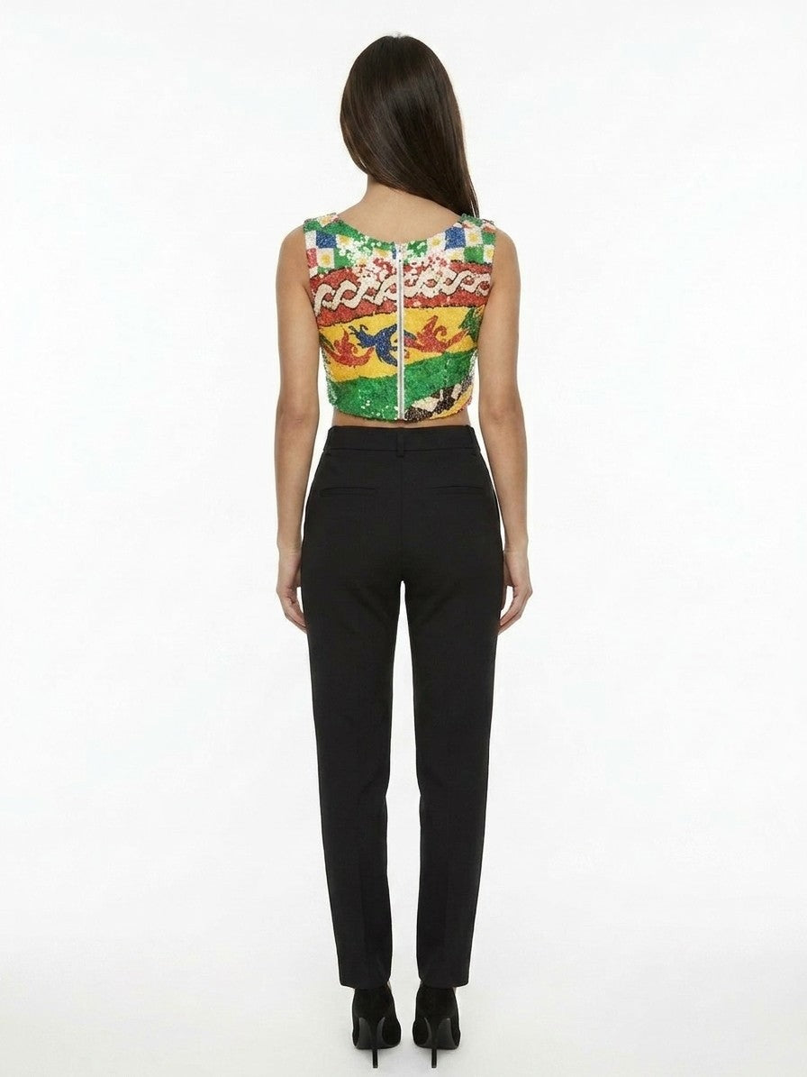 Dolce & Gabbana Multicolor Polyester Sleeveless T-Shirt