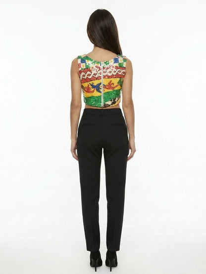 Dolce & Gabbana Multicolor Polyester Sleeveless T-Shirt