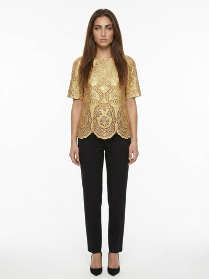 Dolce & Gabbana Gold Marabou T-Shirt