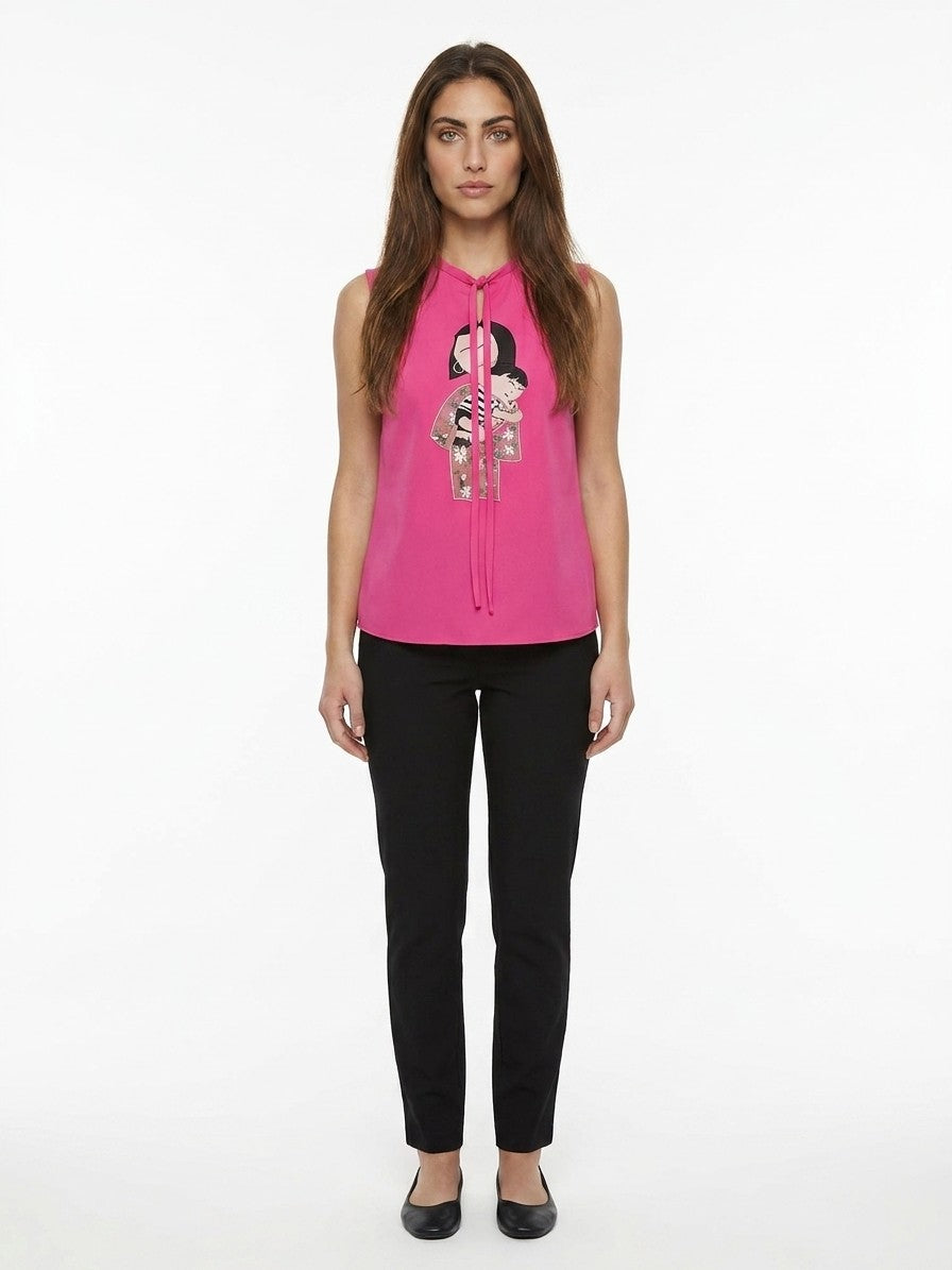 Dolce & Gabbana Pink Elastane Sleeveless T-Shirt