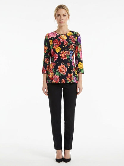 Dolce & Gabbana Multicolor Elastane Long Sleeve T-Shirt