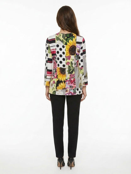 Dolce & Gabbana Multicolor Elastane Long Sleeve T-Shirt
