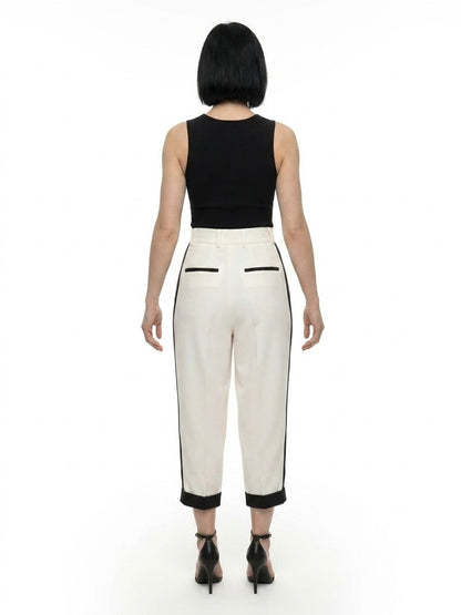 Dolce & Gabbana Black And White Virgin Wool Cropped Pants