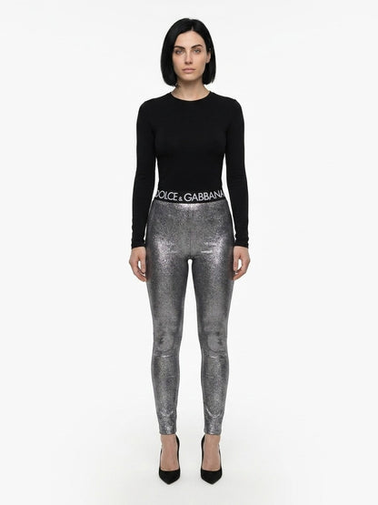Dolce & Gabbana Silver Polyester Leggings