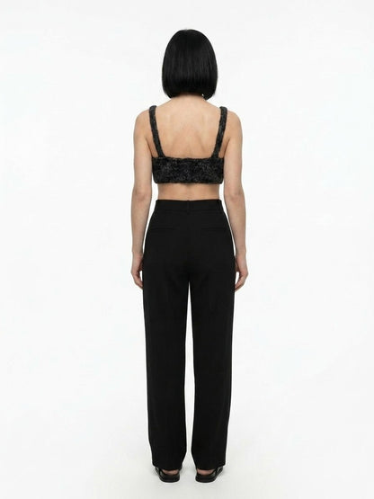 Dolce & Gabbana Black Marabou Tank Tops