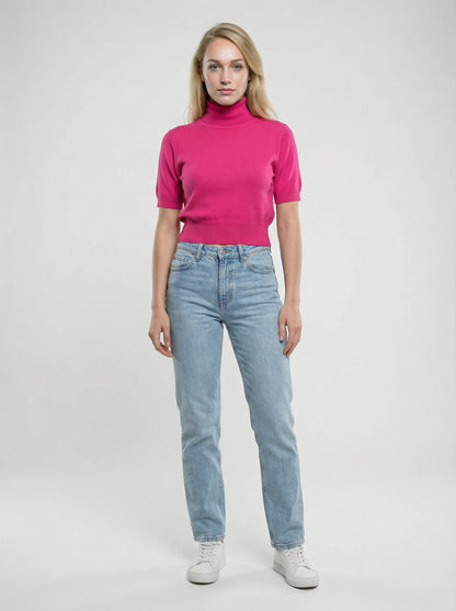 Dolce & Gabbana Pink Silk Turtleneck Pullover - IT40|S