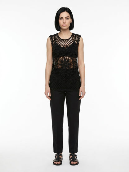 Dolce & Gabbana Black Cotton Sleeveless Sweater