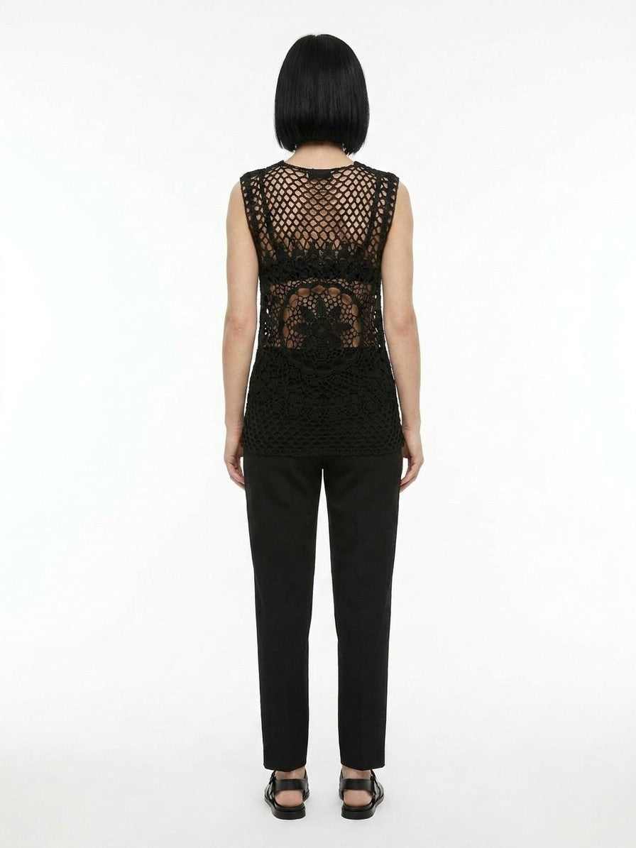 Dolce & Gabbana Black Cotton Sleeveless Sweater