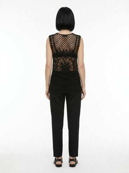 Dolce & Gabbana Black Cotton Sleeveless Sweater