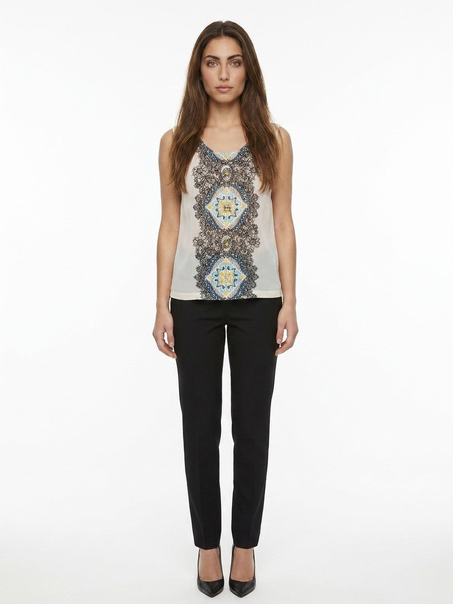 Dolce & Gabbana White Silk Sleeveless T-Shirt