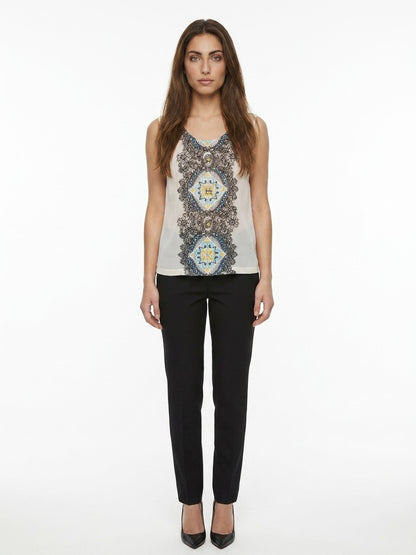 Dolce & Gabbana White Silk Sleeveless T-Shirt