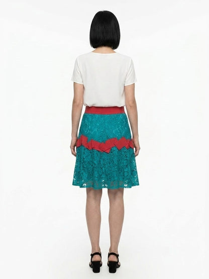 Dolce & Gabbana Bicolor Elastane Midi Skirt