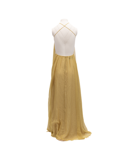 Valentino Garavani Flowy Open-Back Evening Dress in Yellow