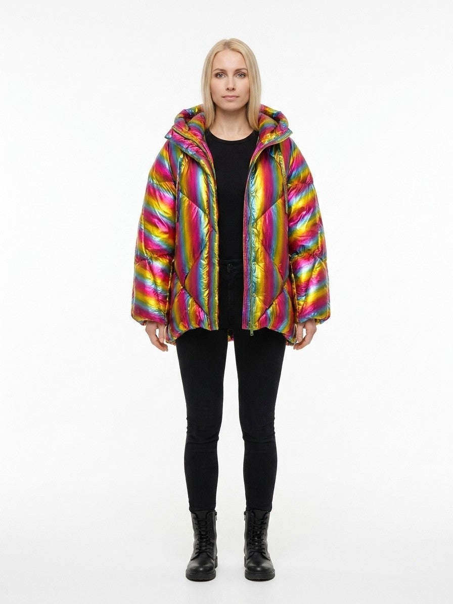 Dolce & Gabbana Rainbow Hooded Puffer Jacket