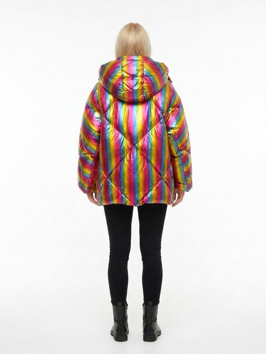 Dolce & Gabbana Rainbow Hooded Puffer Jacket