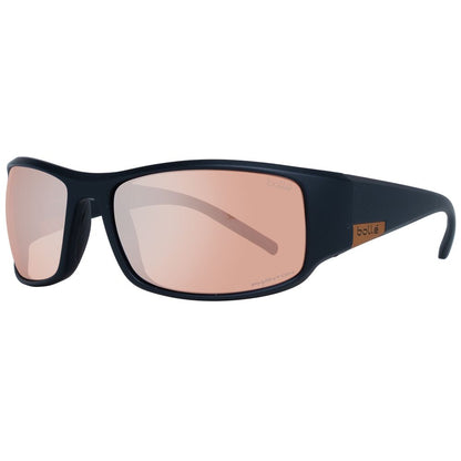 Bolle Black Rectangle Sunglasses with Brown Mirrored Lenses