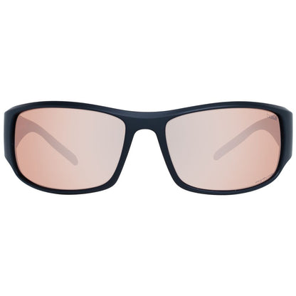 Bolle Black Rectangle Sunglasses with Brown Mirrored Lenses