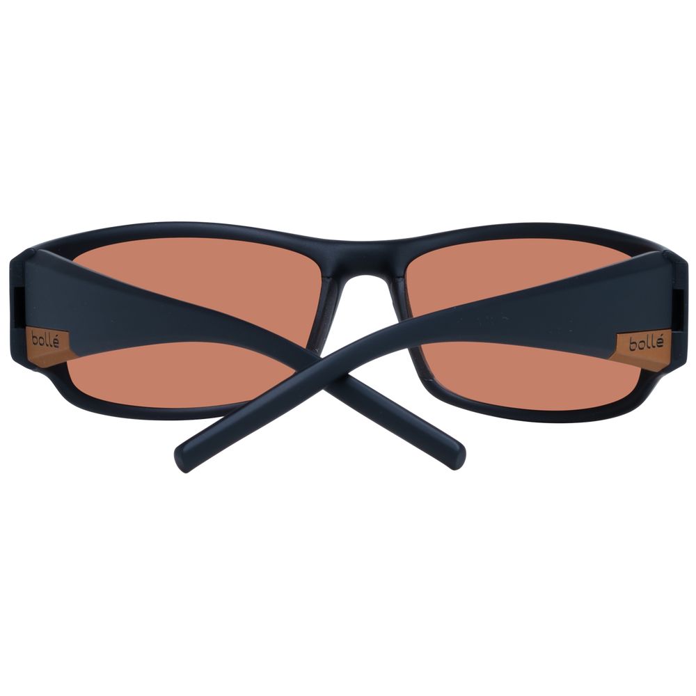 Bolle Black Rectangle Sunglasses with Brown Mirrored Lenses