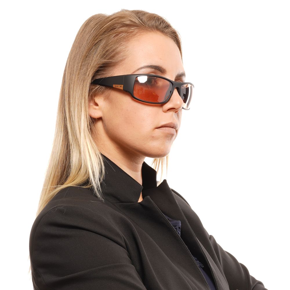 Bolle Black Rectangle Sunglasses with Brown Mirrored Lenses