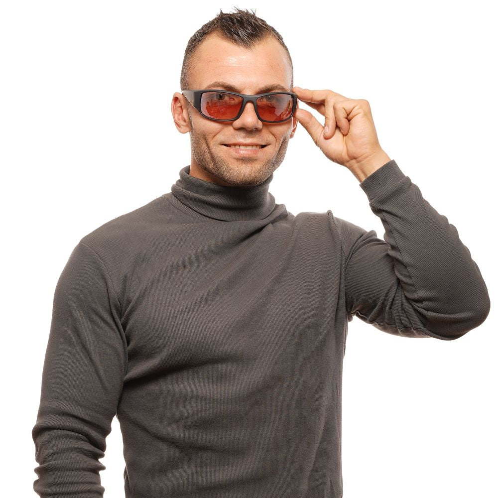 Bolle Black Rectangle Sunglasses with Brown Mirrored Lenses