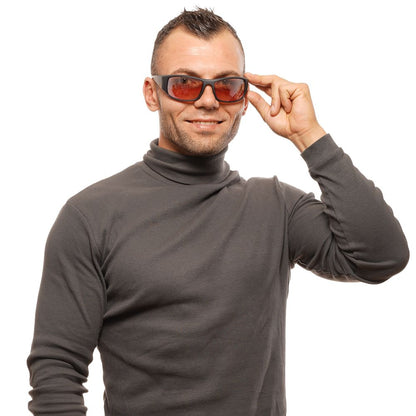 Bolle Black Rectangle Sunglasses with Brown Mirrored Lenses