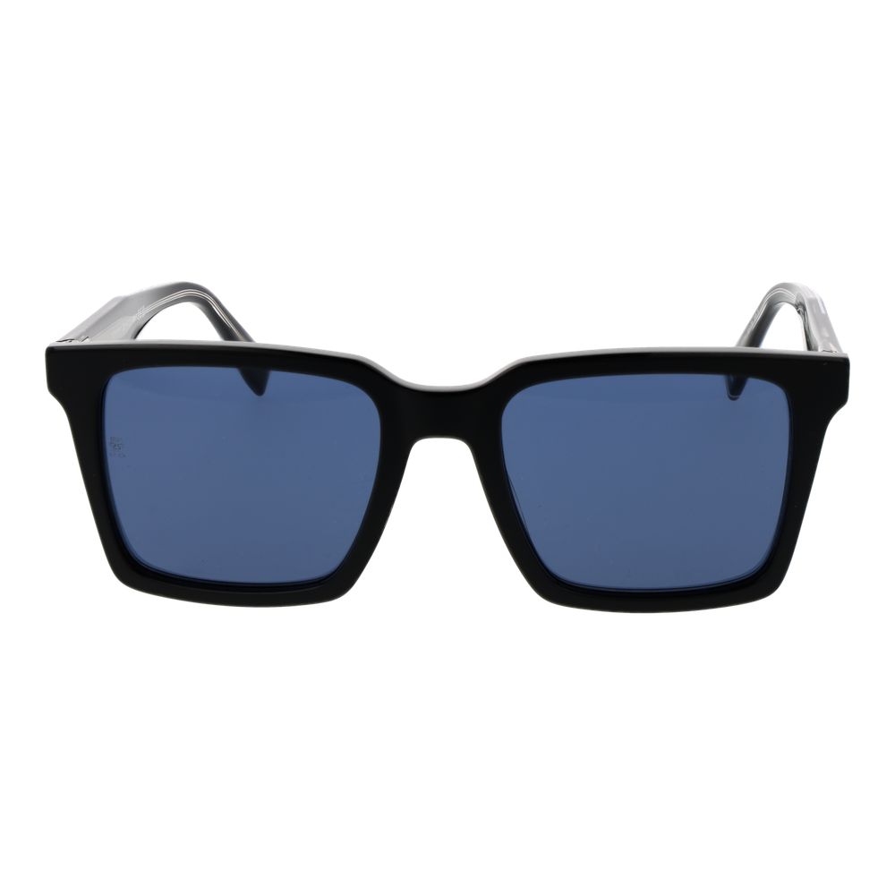 Tommy Hilfiger Men’s Square Sunglasses – Black Frame with Blue Lenses, 53mm