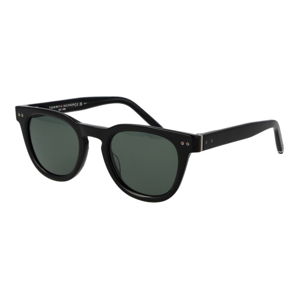 Tommy Hilfiger Men’s Sunglasses – Black Acetate Frame, Green Lenses