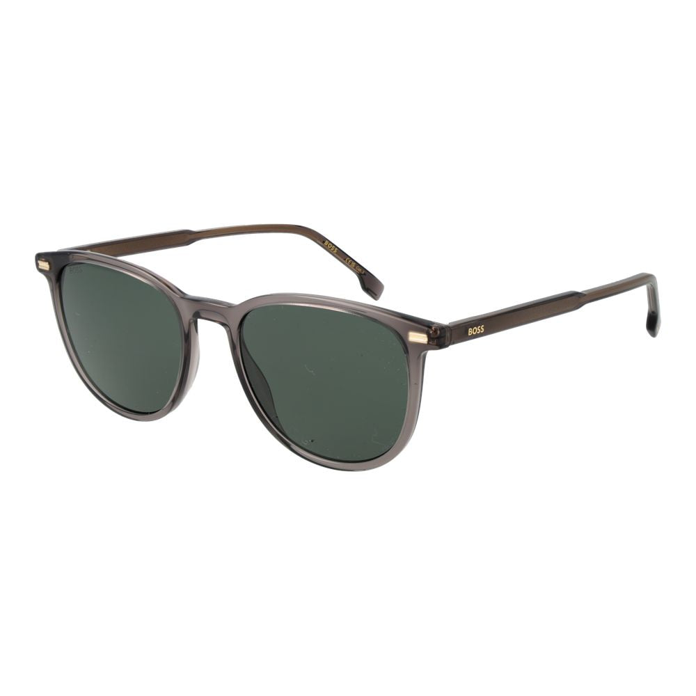 Hugo Boss Men's Sunglasses – Grey Full-Rim Frame, Green Lenses