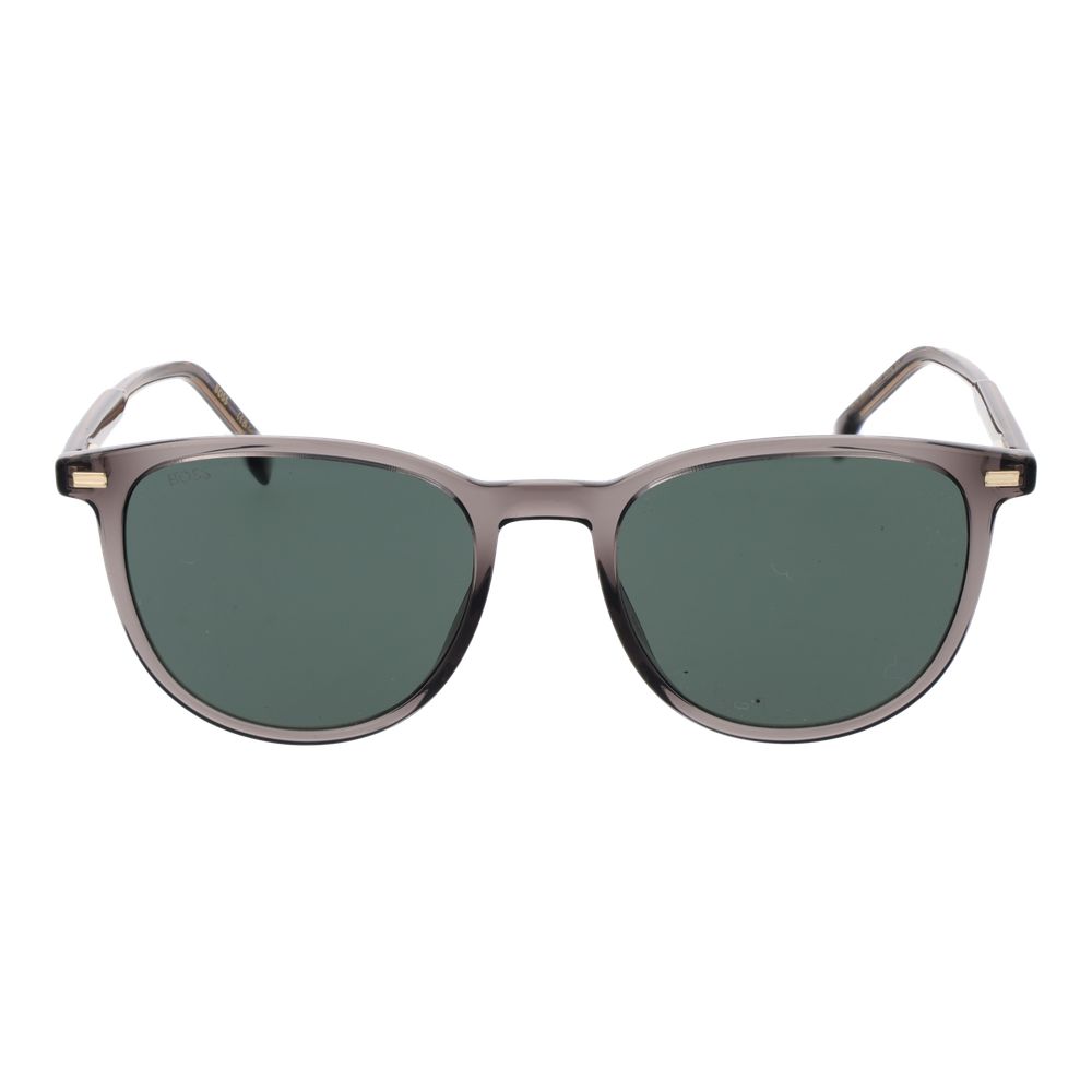 Hugo Boss Men's Sunglasses – Grey Full-Rim Frame, Green Lenses