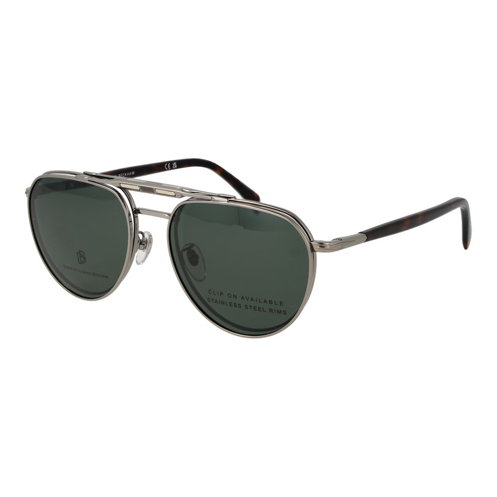 David Beckham Men's Silver Metal Sunglasses – Green Polarized Lenses