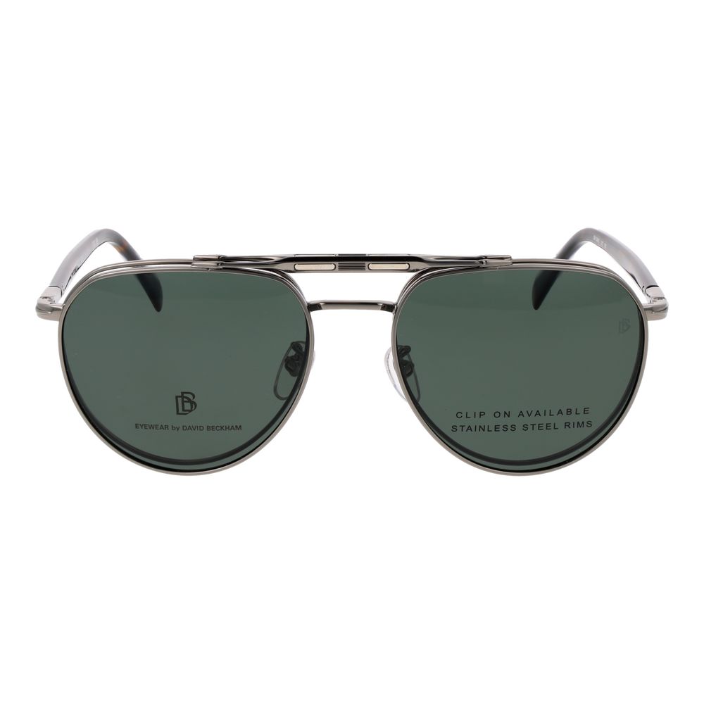 David Beckham Men's Silver Metal Sunglasses – Green Polarized Lenses
