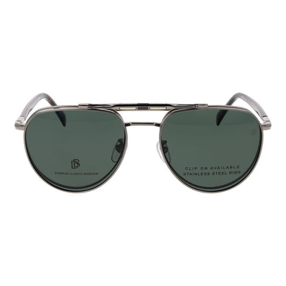 David Beckham Men's Silver Metal Sunglasses – Green Polarized Lenses