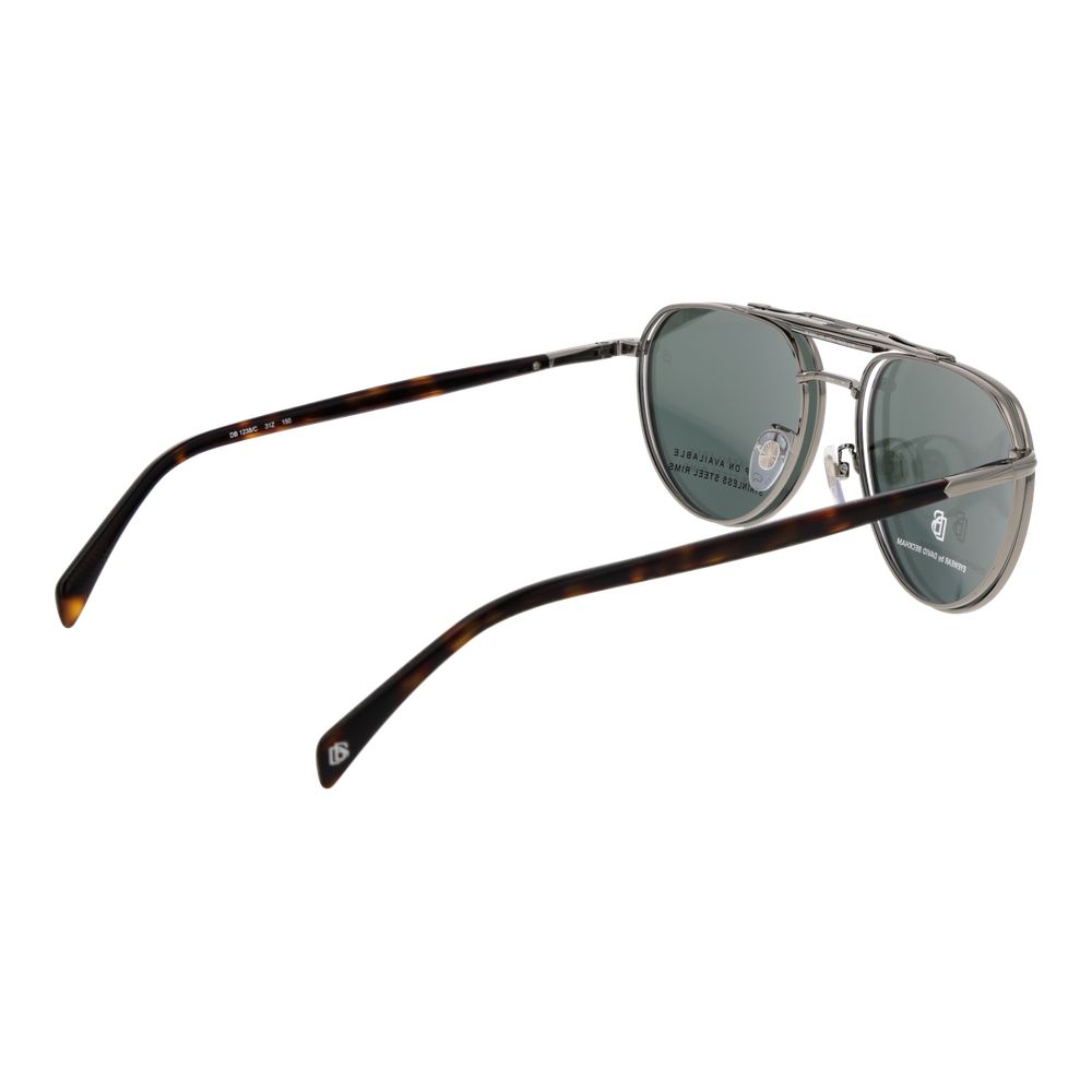 David Beckham Men's Silver Metal Sunglasses – Green Polarized Lenses