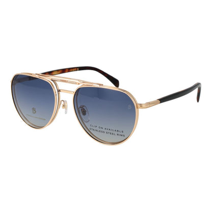 David Beckham Men's Gold Metal Aviator Sunglasses with Blue Polarized Gradient Lenses