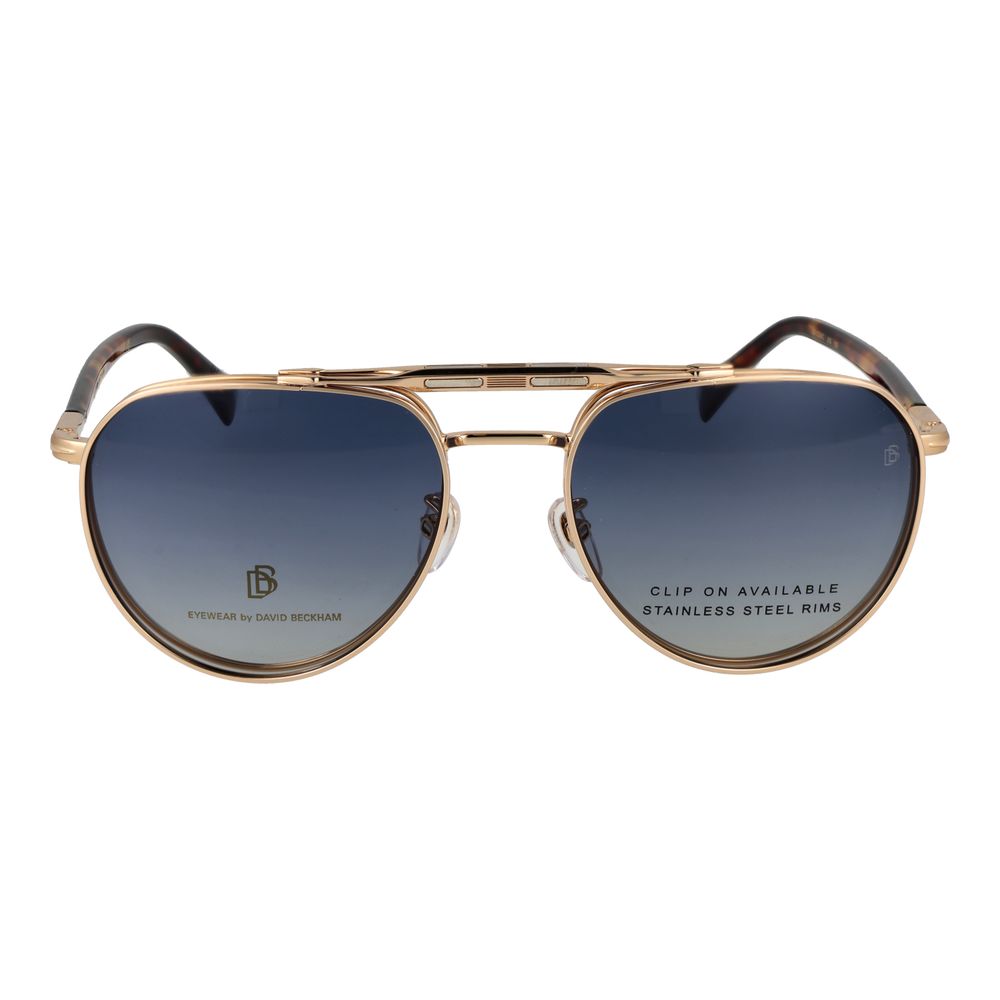 David Beckham Men's Gold Metal Aviator Sunglasses with Blue Polarized Gradient Lenses