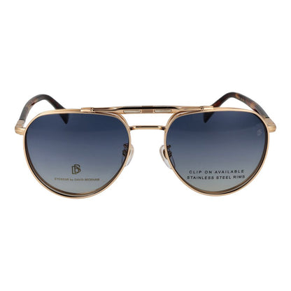 David Beckham Men's Gold Metal Aviator Sunglasses with Blue Polarized Gradient Lenses