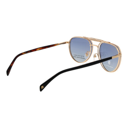 David Beckham Men's Gold Metal Aviator Sunglasses with Blue Polarized Gradient Lenses