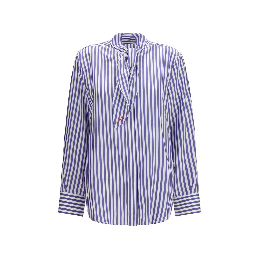 Givenchy Blue Silk Cocoon Shirt with Bow