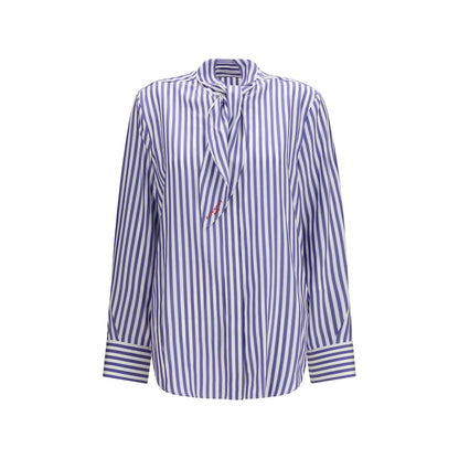 Givenchy Blue Silk Cocoon Shirt with Bow