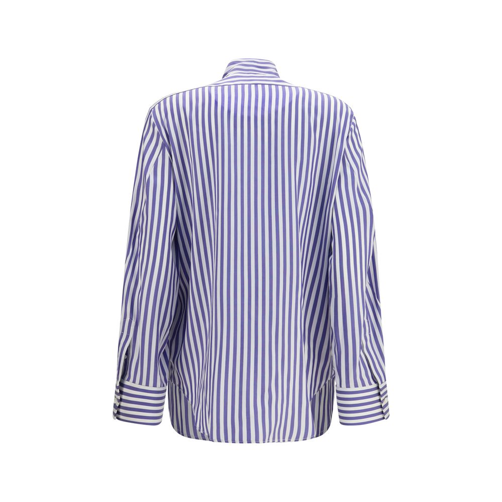Givenchy Blue Silk Cocoon Shirt with Bow