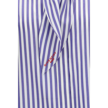 Givenchy Blue Silk Cocoon Shirt with Bow