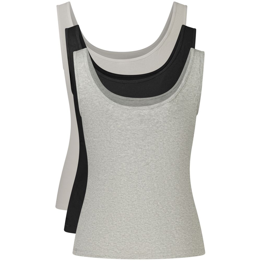 Calvin Klein Black Cotton Tank Tops - Tri-Pack in Black, Grey, and White