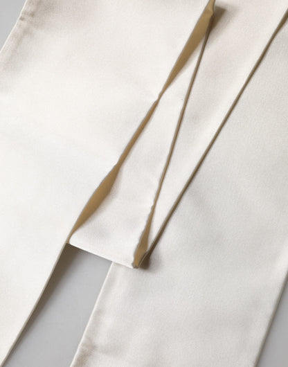 Dolce & Gabbana Men White Satin Silk Fringed Lace Stole Scarf