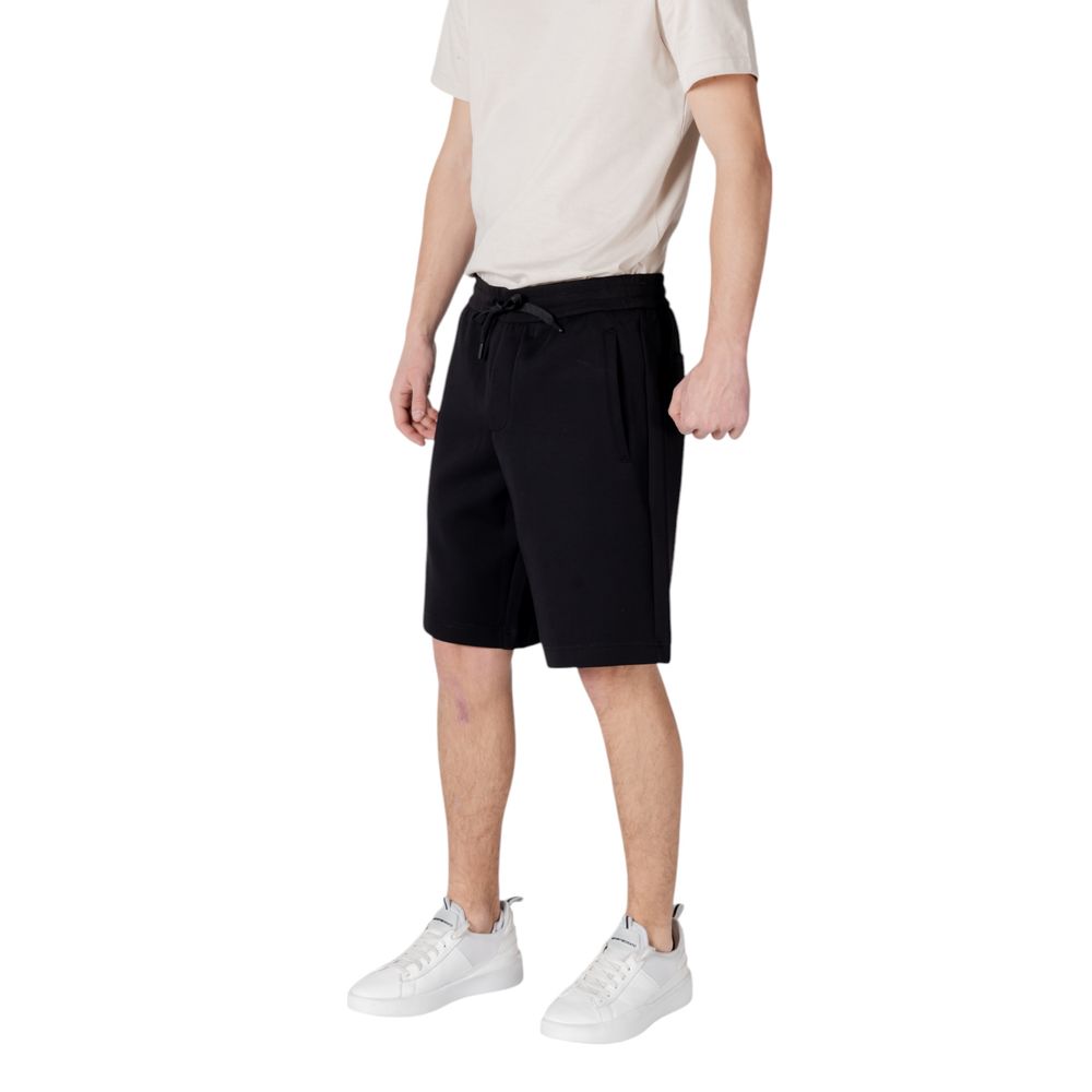 Armani Exchange Black Cotton Bermuda Shorts