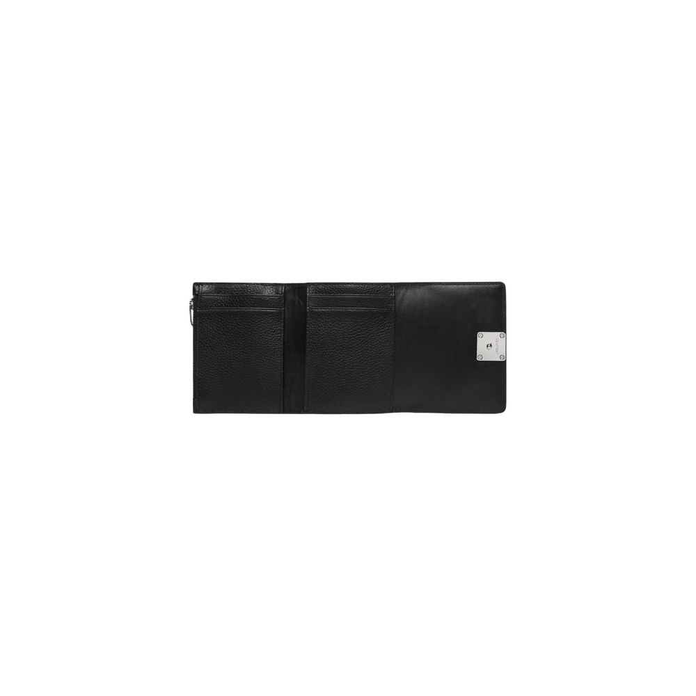 Calvin Klein Black Leather Wallet - EMBLEM HW PEBBLE TRIFOLD W/ZIP LV04F1128G