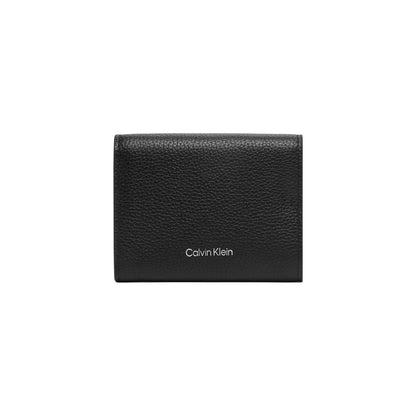 Calvin Klein Black Leather Wallet - EMBLEM HW PEBBLE TRIFOLD W/ZIP LV04F1128G