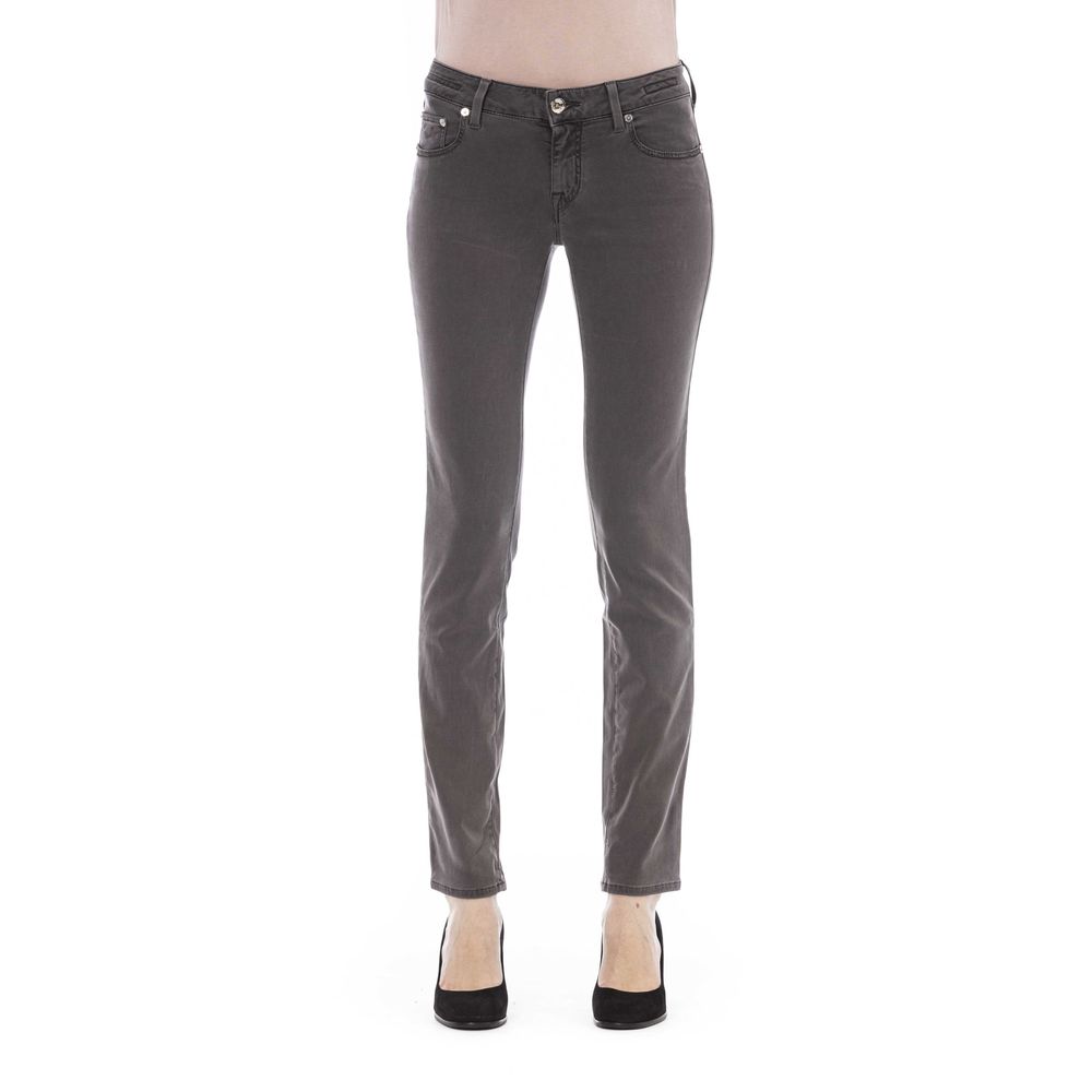 Gray Cotton-Blend Women Jeans