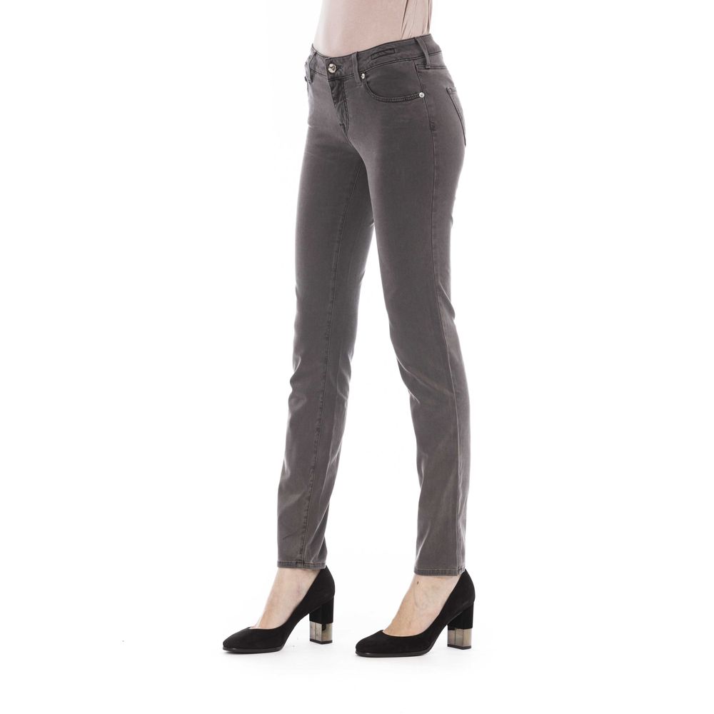 Gray Cotton-Blend Women Jeans