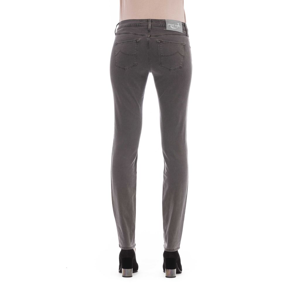 Gray Cotton-Blend Women Jeans